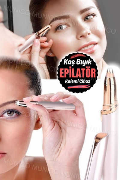 Munico Kaş Düzeltici Makyaj Ağrısız Göz Kaş Bıyık Epilatör Mini Tıraş Makinesi Jilet Taşınabilir Şarjlı Ruj