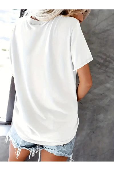 WOODROFFE Γυναικεία Mother / Mama / Mother Printed White Casual Oversize Boyfirend T-shirt