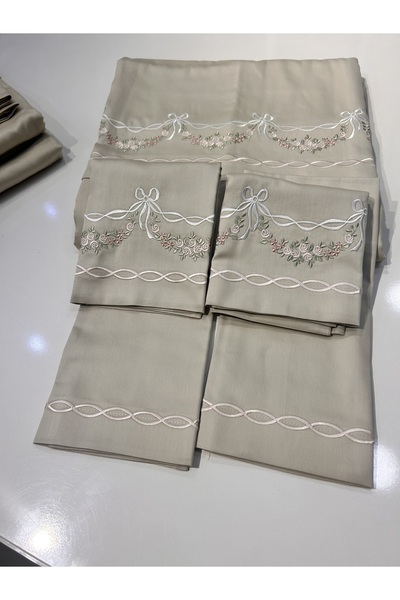 incisecrethome 100% Cotton Satin Embroidery Embroidered Duvet Cover Set - Double / 6 Pieces // |   Luxury Quality / Elegance