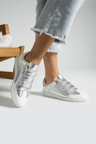 Ayakkabıda Tek Sebastian Velcro Women's Sneakers - SILVER
