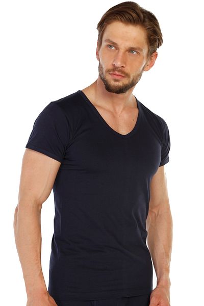 TOLIN Συσκευασία 6 100% βαμβακερό Navy Blue ανδρικό μονό εσώρουχο με λαιμόκοψη 317