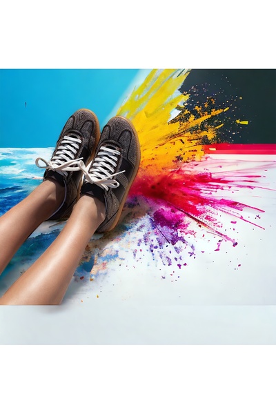 Pretty Girl Pantofi sport pentru femei - Talpă plată, cu șireturi și detaliu de broderie maro