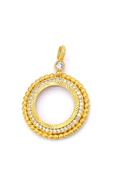 FerizZ Altın Kaplama Dorikalı Yurvarlak Yarım Çerçeve Kolye Ucu