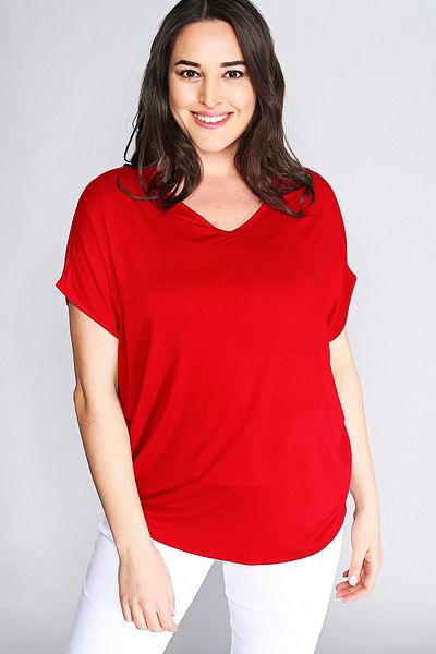Curvy Trend Back Cross Short Sleeve Blouse