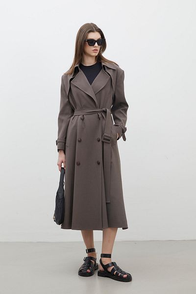 Manuka Dwurzędowy trencz typu oversize taupe Paris taupe