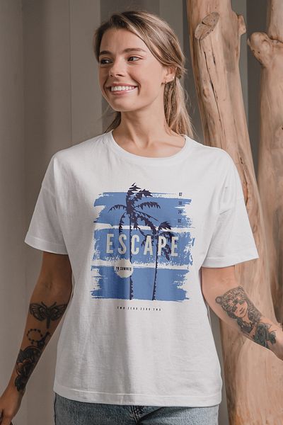 MYADA Tricou supradimensionat cu imprimeu Escape, imprimat cu palme
