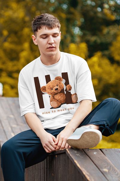 MYADA Încântat de cunoștință, Tricou supradimensionat cu ursuleț de pluș scris