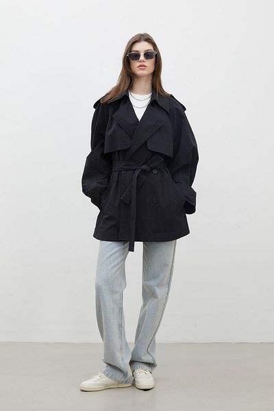 Manuka TRENCH OVERSIZE LIZBON SCURT NEGRU