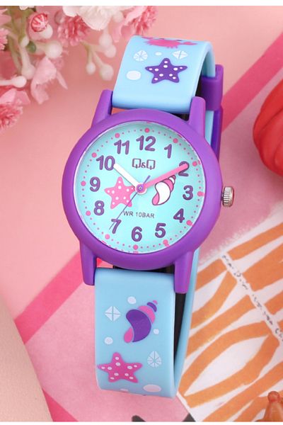 Q&Q Blue-Purple Color Cute Design Children's Wristwatch