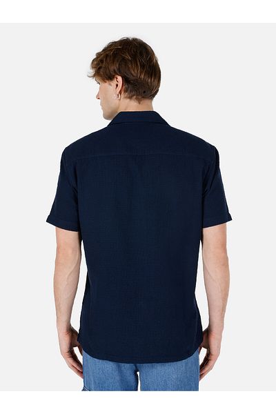 Colin's Men's Shirt - Navy Blue, Sleeves