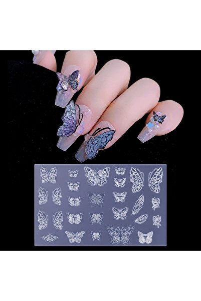 Beauty Box 3 Boyutlu Kelebekler Silikon Poly Jel Kalıbı Tırnak Süsleme Kalıcı...