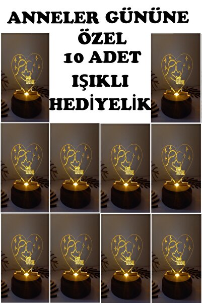 Elfora 10 Adet Toplu Sipariş Anneler Günü Özel Işıklı 3d Kalp Canım Annem Yaz...