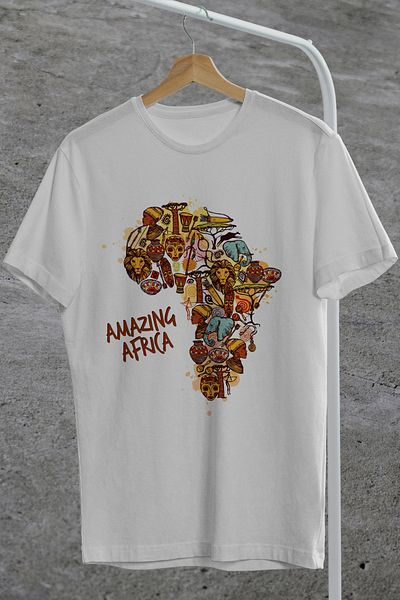 MYADA Amazing Africa Written African Continent Printed Oversize T-shirt