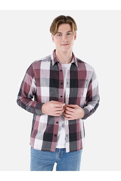 Colin's Regular Fit Shirt Collar Pink Men's Long Sleeve Shirt Cl 1064635
