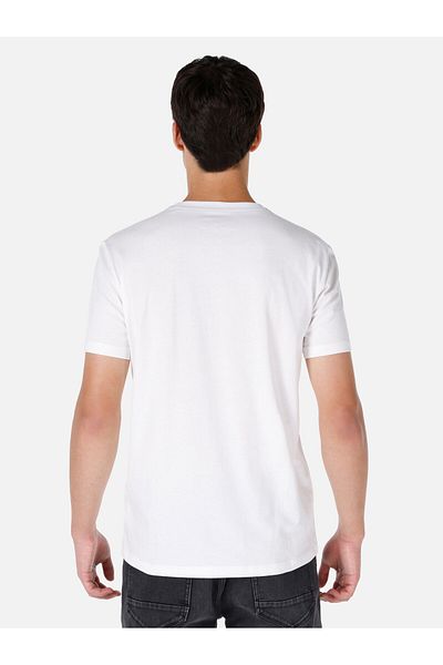 Colin's Tricou cu mânecă scurtă pentru bărbați, alb, imprimat cu decolteu normal, Cl 1068393