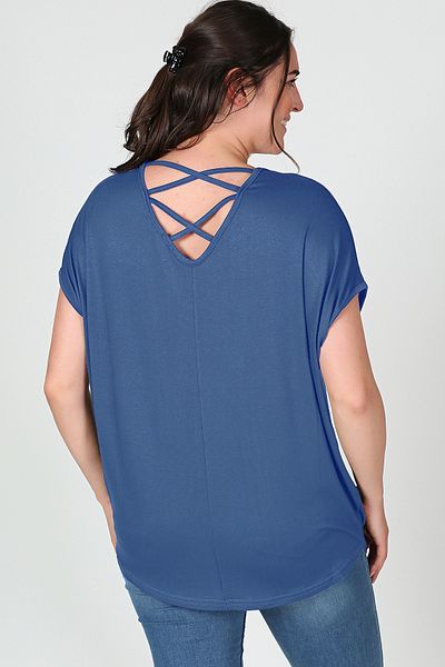 Curvy Trend Πίσω σταυρός κοντομάνικη μπλούζα