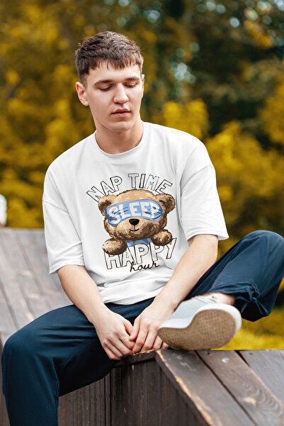 MYADA Tricou supradimensionat cu imprimeu Teddy Bear cu Sleep Time
