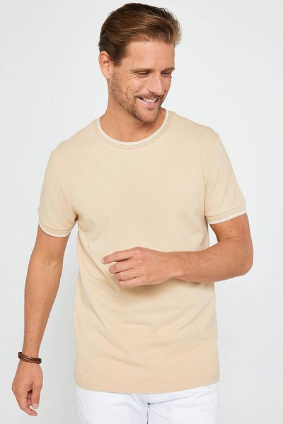 Tudors Ανδρικό T-shirt Slim Fit Slim Fit 100% βαμβακερό μονόχρωμο μπλουζάκι με λαιμόκοψη