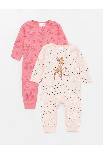LC Waikiki LCW baby Crew Neck Long Sleeve Printed Baby Girl Jumpsuit 2-Piece