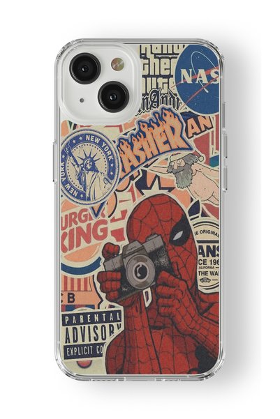 Multitronic حافظة شفافة مطبوعة بتصميم Sipderman متوافقة مع هاتف iPhone 15 Plus