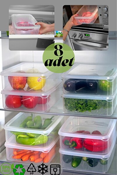 St Morritz Vakumlu 8 Adet 3,5 Lt Göstergeli %100 Sızdırmaz Büyük Boy Erzak Sa...