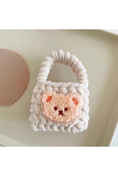 Casen Tüm Marka ve Modellerle Uyumlu Ayıcık Tasarımlı Airpod Uyumlu Bej Örgü ...