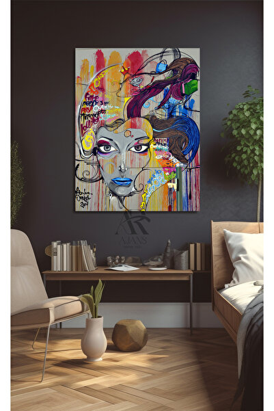 AR AJANS KANVAS TABLO Brush Color Drawing Woman Face Canvas Painting Ar 040706