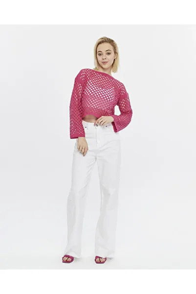 KNİTİCAL TEKSTİL Knitical Bolero Knit Cream Crop Blouse Openwork Knitwear Knitted
