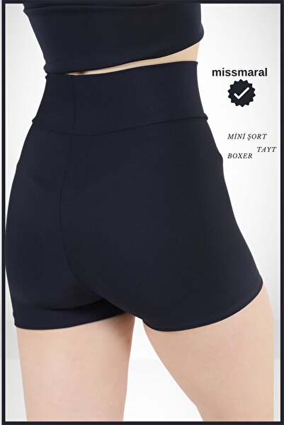 missmaral Жіночі темно-сині боксерські шорти з високою талією, що не просвічуються – для моря, басейну та щоденного використання