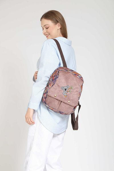 Street Bag Ethnic Koala Embroidered Bohemian Patterned Backpack - Daily Travel Use