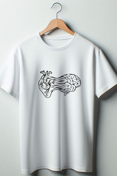 Vordevia Λευκό μπλουζάκι με στάμπα Heart and Brain Oversize Crew Neck