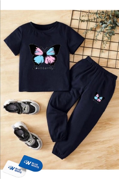 FRİENDS KİDS Σετ μπλουζάκι-φούτερ με στάμπα ''BUTTERFLY'' για κορίτσια/αγόρια