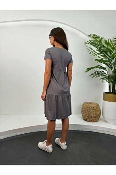 Elif Özbey Butik Antracitové základní šaty