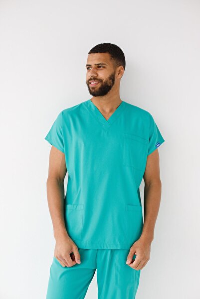 Dr. Mitra Men's Lycra Bat Sleeve Nurse Doctor Suit Benetton Green