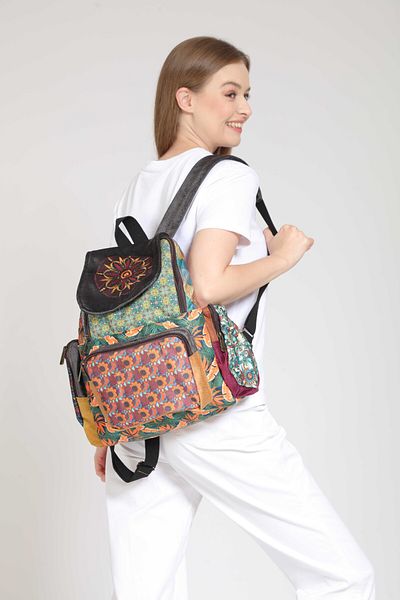 Street Bag Ethnic αυθεντικό σακίδιο πλάτης Bohemian Patchwork - Σχέδιο με τεμάχια για καθημερινή χρήση ταξιδιού