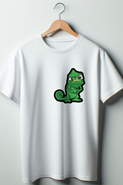 Vordevia Hameleon Štampano Oversize kroj okrugla kragna Bela majica