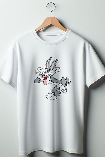 Vordevia Λευκό μπλουζάκι με στάμπα Bugs Bunny Oversize Crew Neck