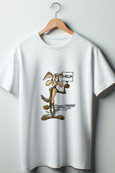 Vordevia Tricou alb oversize cu imprimeu șacal