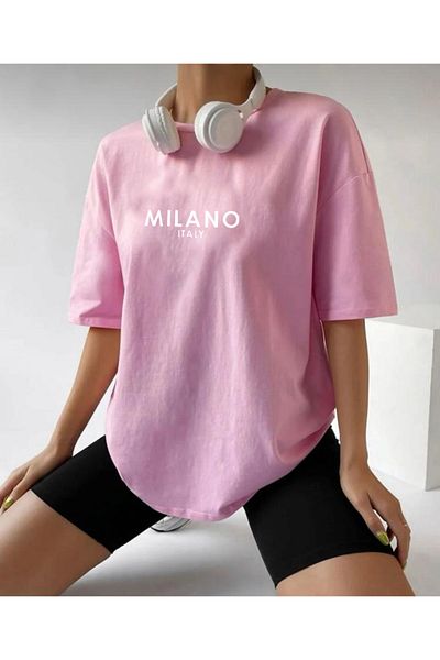 khufu Υπερμεγέθη ΡΟΖ Χρώμα MILANO Μπλουζάκι με εμπριμέ χαλαρή εφαρμογή