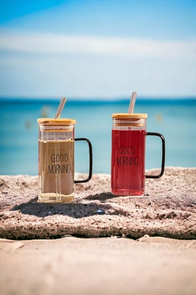Binbirdemet Good Morning 2-Piece Glass Mug
