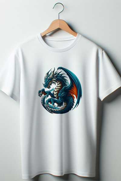 Vordevia Λευκό μπλουζάκι με στάμπα Dragon Oversize Crew Neck