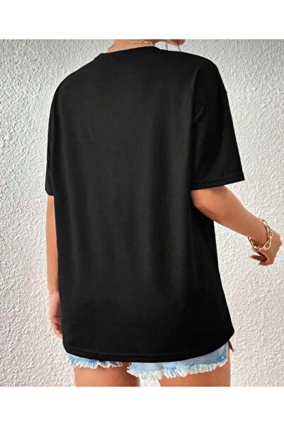 khufu Oversize ΜΑΥΡΟ Χρώμα MILANO Μπλουζάκι με εμπριμέ χαλαρή εφαρμογή
