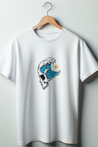 Vordevia Λευκό μπλουζάκι με στάμπα Wave Oversize Crew Neck