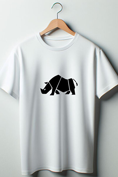 Vordevia Nosorog Štampano Oversize kroj okrugla kragna Bela majica