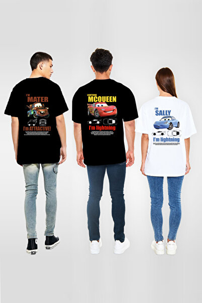 darkopia Unisex Şimşek McQueen, Mater ve Sally SIRT Baskılı Arkadaş Çift Komb...