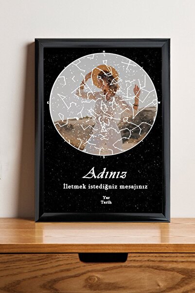 BNC DESIGN Kişiye Özel Yıldız Haritası Çerçeveli Gökyüzü Yıldız Haritası Doğum Günü Sevgiliye Hediye Tablo