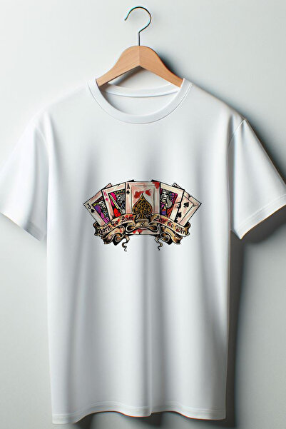 Vordevia Tricou alb oversize cu decolteu rotund cu imprimeu de cărți de fotbal