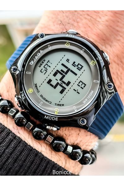 Jaga Dark Blue Silicone Band, Waterproof (Suitable for Pool, Sea Use) Digital Sports Wristwatch