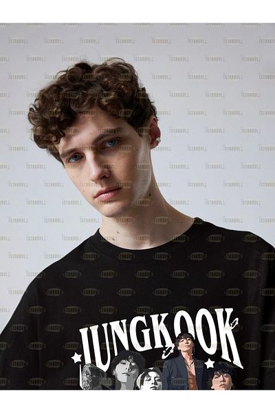 aynewmoda Тениска с щампа Jungkook BTS в голям размер