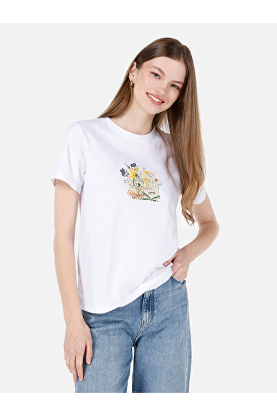 Colin's Γυναικείο Λευκό T-Shirt - Μανίκια